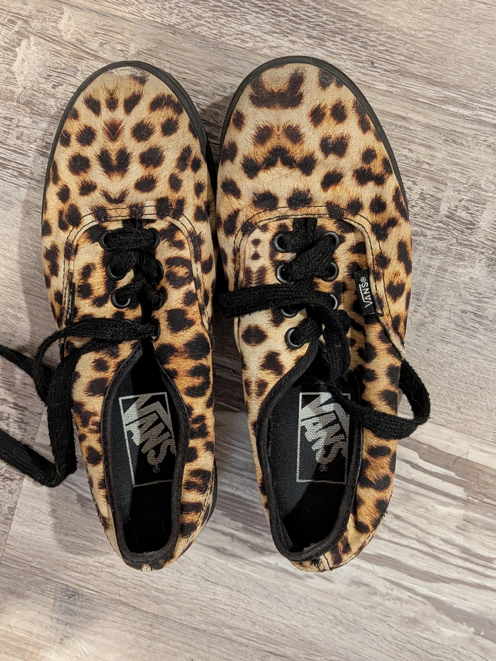 Vans Leopard Print Canvas Sneakers - Brown/Black